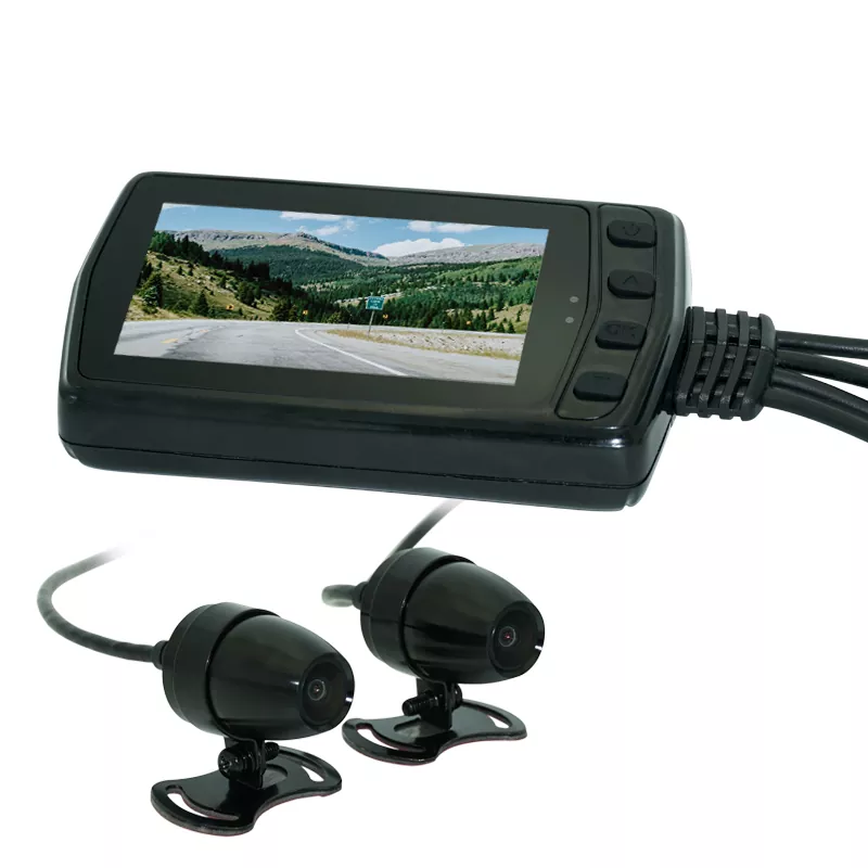 Camera hành trình xe máy ống kính kép có chức năng giám sát đỗ xe